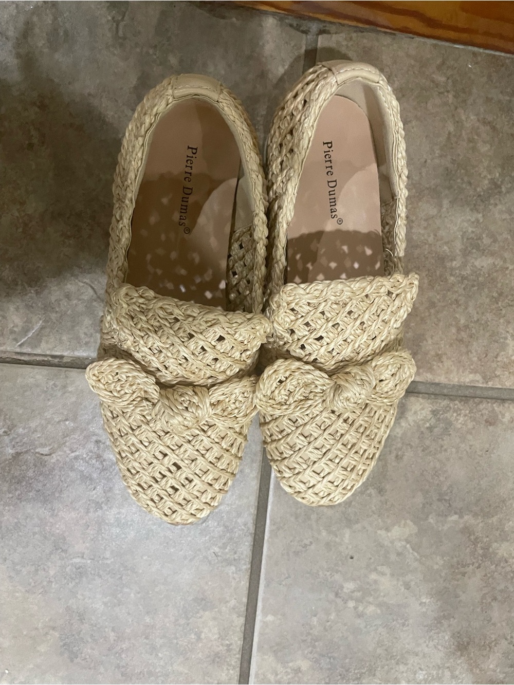 Pierre Dumas Cream Braided Knit Slip-On Loafers